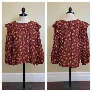 Madewell Ladder-Trim Ruffle Top in Homestead Bouquet Size Medium